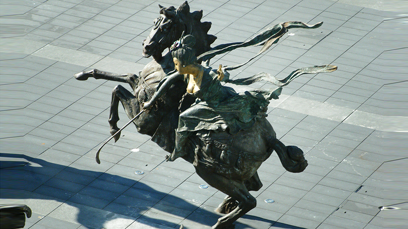 舞马艺术雕像,骑马人物雕塑,户外园林铜雕