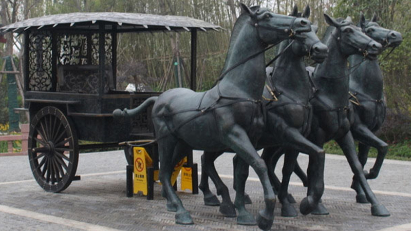 马车铜雕,铸铜雕像,户外景观雕塑