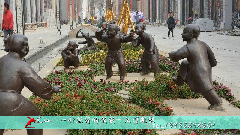 铸铜雕塑,纯铜人物雕像,童趣雕像
