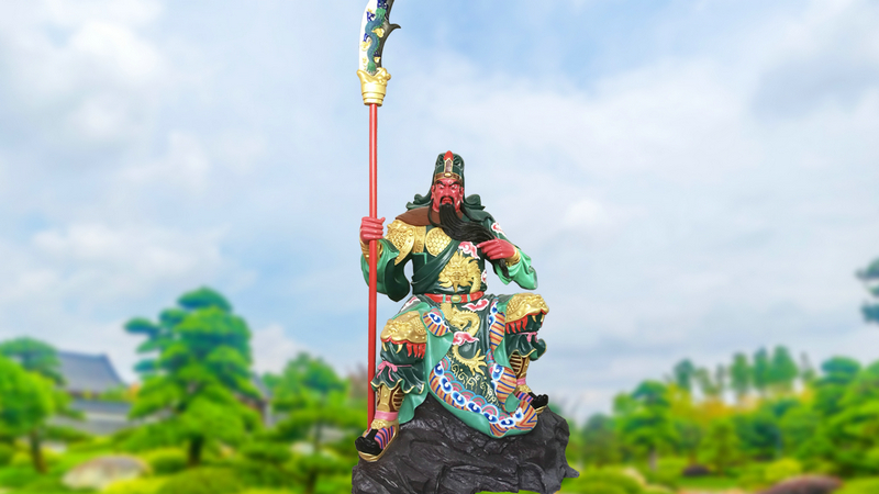 关羽雕像,民俗雕塑,彩绘摆件