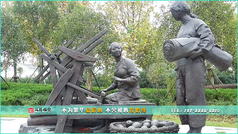 传统工艺铜雕,织布雕像,文化艺术雕塑