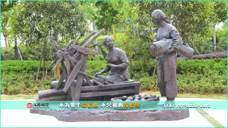 大型铜雕,织布雕像,铸铜雕塑