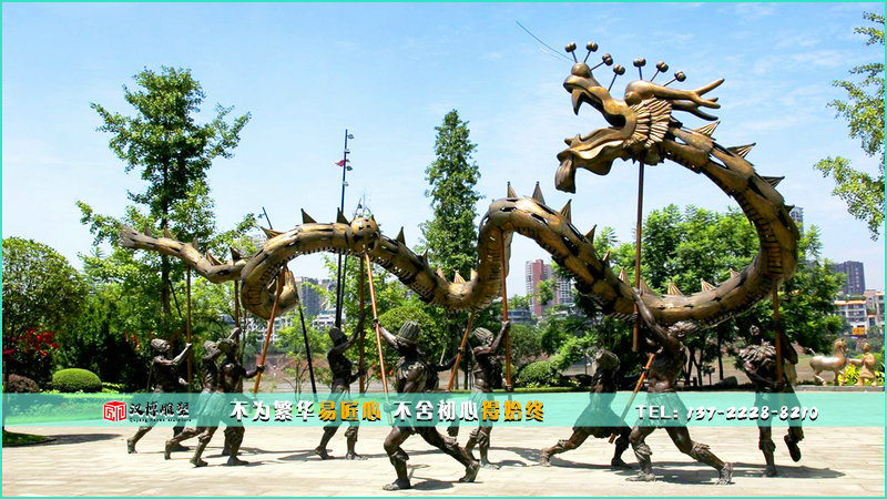 民俗文化铜雕,舞龙雕像,文化艺术雕塑